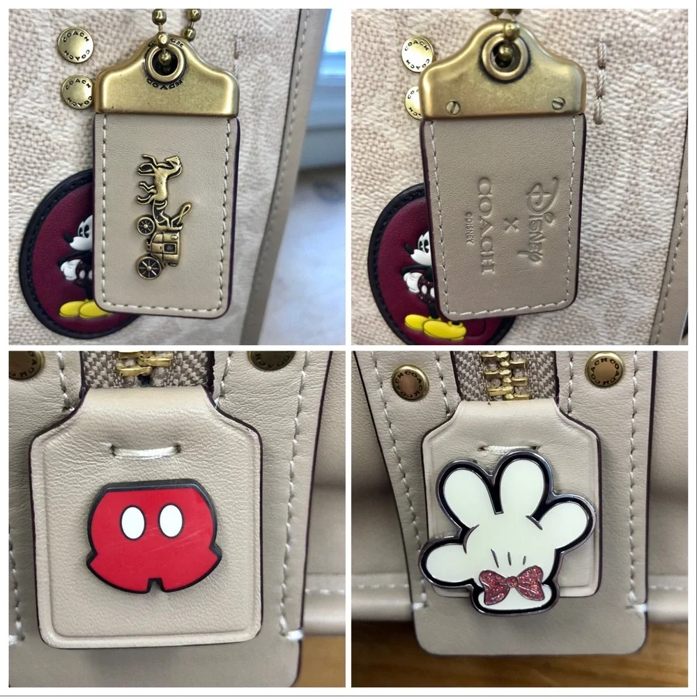 Disney X Coach Rogue 25 In Signature Canvas With Patches Sand Taupe - Picture 10 of 12